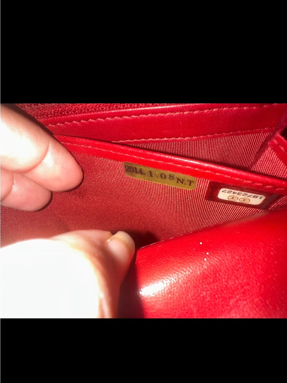 CHANEL Quilted Red Leather Wallet with Silver CC Emblem